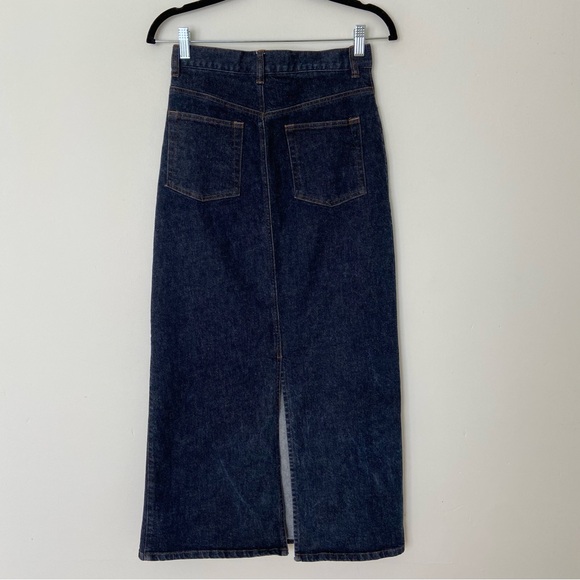 Vintage 90s GAP Low Rise Denim Maxi Skirt Dark Wash size 1 - Picture 6 of 8